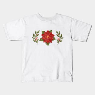 Elegant festive watercolor Christmas florals Kids T-Shirt